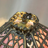 14" Retro Square Stained Glass Tiffany Style Table Lamp with Zinc Alloy Base* Velvet Purpler