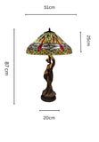 Huge 20" Tiffany Style Dragonfly Table Lamp – Art Nouveau Lady Sculpture Base