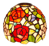 Rose Tiffany Style Stained Glass Table Lamp with Heart-shaped Metal Base