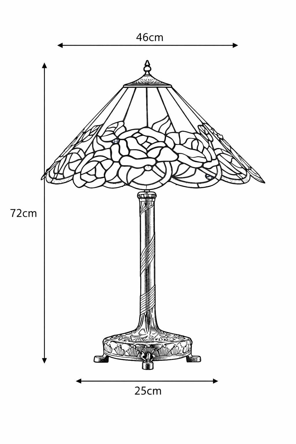 18" Tiffany Style Red Rose Stained Glass Table Lamp – Art Nouveau Floral Design