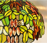 Large 16" Tiffany Style Grape Table Lamp with Bird Tree Base