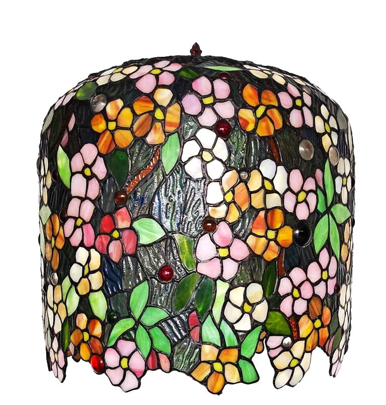 Museum Quality apple blossom Tiffany Stained Glass Table Lamp with Trunk Base
