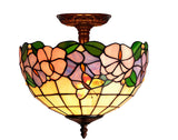 Medium Size 12" Morning Glory Butterfly Style Semi Flush Mount Ceiling Light