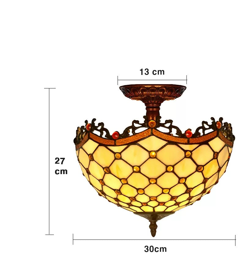 Medium Size 12" Classical Beaded Raindrop Style Semi Flush Mount Ceiling Light