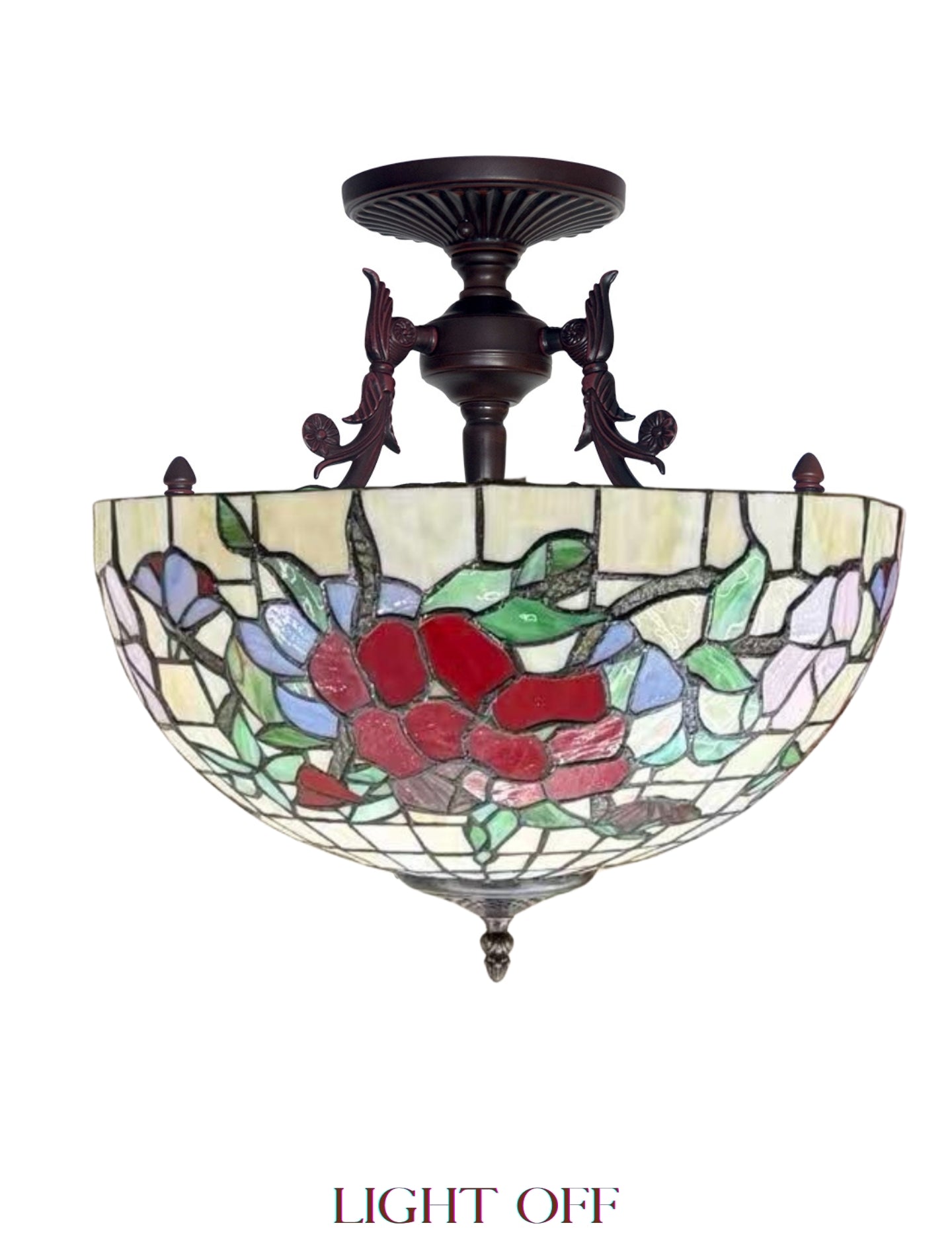 16 “ Large Pansy Floral Tiffany Semi Flush Ceiling Light