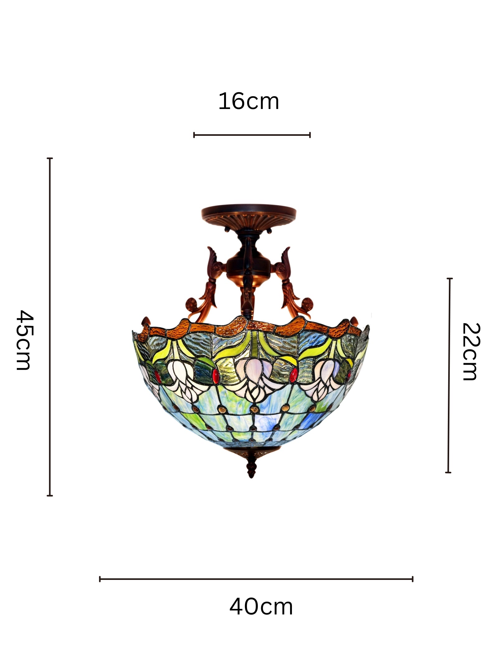 16 “ Large Elegant Tulip Bud Tiffany Semi Flush Mount Ceiling Light