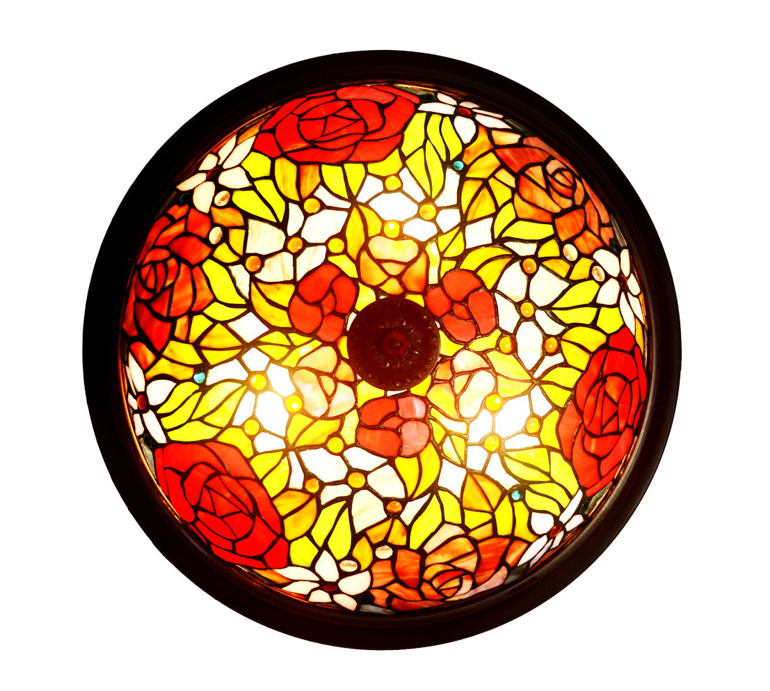 16" Rose Tiffany Flush Mount Ceiling Light