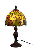 8-Inch Autumn Leaves Tiffany-Style Small Table Lamp