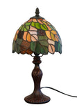 8-Inch Autumn Leaves Tiffany-Style Small Table Lamp