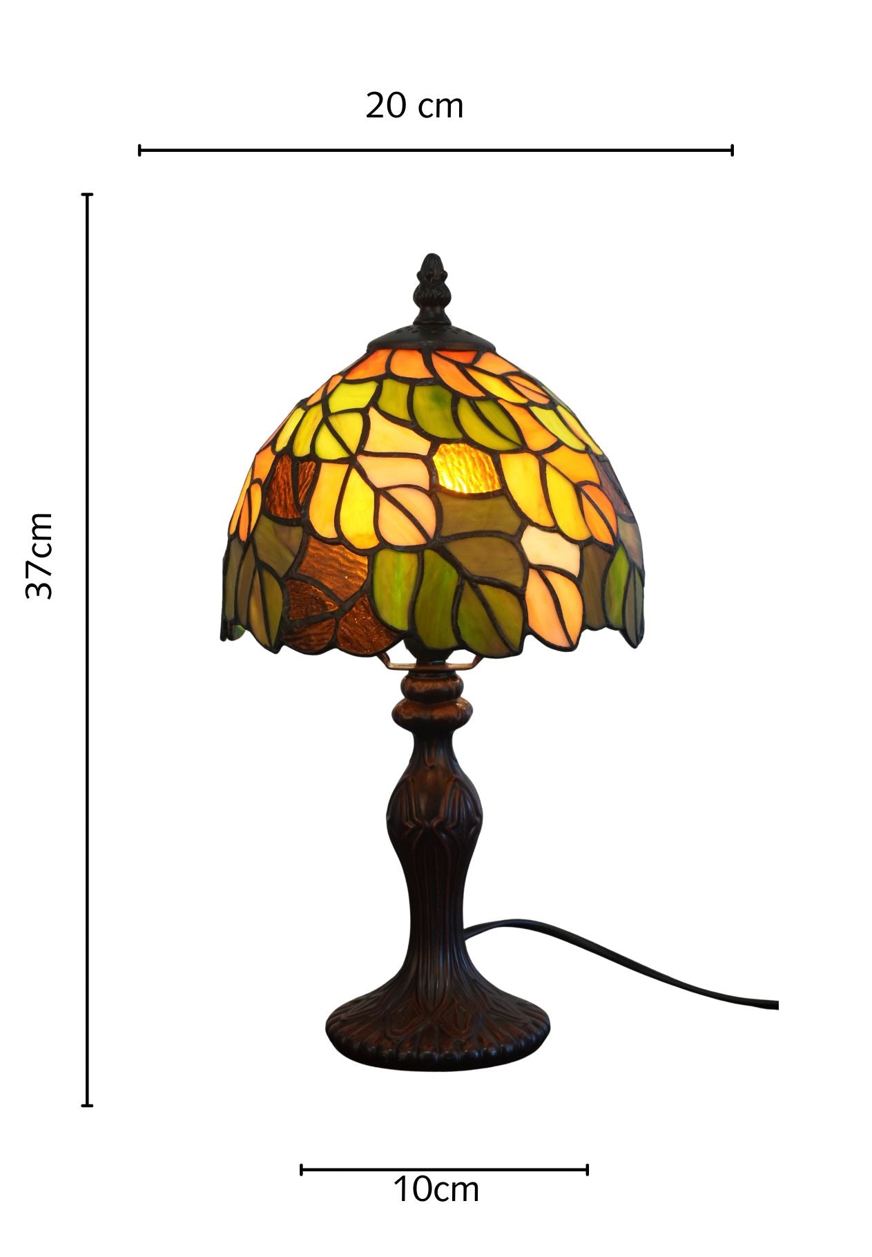 8-Inch Autumn Leaves Tiffany-Style Small Table Lamp