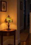 8-Inch Autumn Leaves Tiffany-Style Small Table Lamp