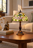 12" Hummingbird Garden Stained Glass Tiffany Bedside Lamp