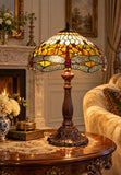Premium 16" Amber Dragonfly Tiffany Style Table Lamp with Filigree Wings