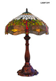 Premium 16" Amber Dragonfly Tiffany Style Table Lamp with Filigree Wings