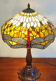 Premium 16" Amber Dragonfly Tiffany Style Table Lamp with Filigree Wings