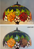 Premium 16" Rose Garden Stained Glass Tiffany Table Lamp