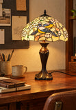 Premium 16" Magpie Birds Blossom Tiffany Stained Glass Table Lamp