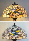 Premium 16" Magpie Birds Blossom Tiffany Stained Glass Table Lamp