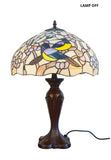 Premium 16" Magpie Birds Blossom Tiffany Stained Glass Table Lamp