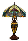 Premium 16" Blue Art Nouveau Tiffany Style Table Lamp with Illuminated Base