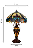 Premium 16" Blue Art Nouveau Tiffany Style Table Lamp with Illuminated Base