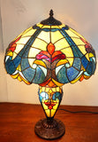 Premium 16" Blue Art Nouveau Tiffany Style Table Lamp with Illuminated Base