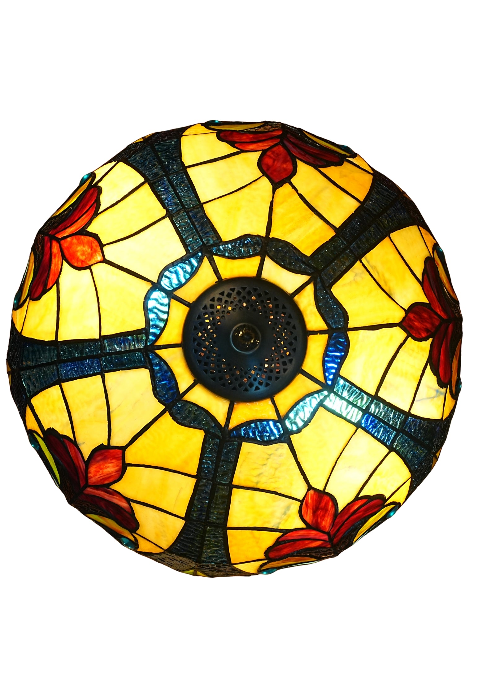 Premium 16" Blue Art Nouveau Tiffany Style Table Lamp with Illuminated Base
