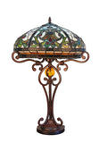 Premium 16" Amber Art Nouveau Tiffany Style Table Lamp with Scrollwork Base