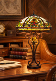 Premium 16" Amber Art Nouveau Tiffany Style Table Lamp with Scrollwork Base