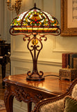 Premium 16" Amber Art Nouveau Tiffany Style Table Lamp with Scrollwork Base