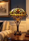 Premium 16" Amber Art Nouveau Tiffany Style Table Lamp with Scrollwork Base