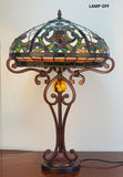 Premium 16" Amber Art Nouveau Tiffany Style Table Lamp with Scrollwork Base