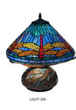 Premium 16" Blue Dragonfly Tiffany Table Lamp with Mosaic Base