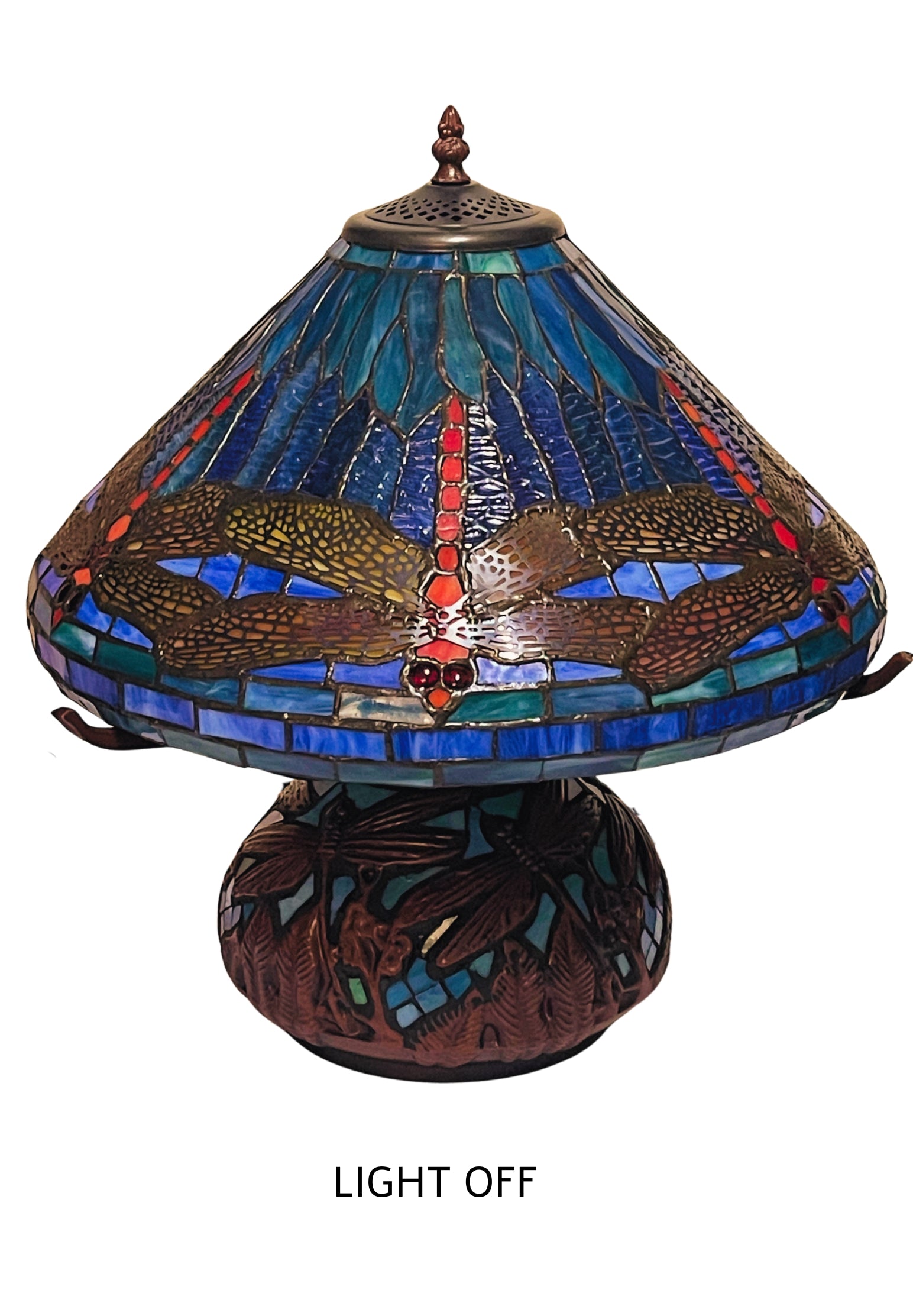 Premium 16" Blue Dragonfly Tiffany Table Lamp with Mosaic Base