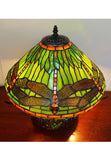 Premium 16" Green Dragonfly Tiffany Table Lamp with Mosaic Base