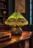 Premium 16" Green Dragonfly Tiffany Table Lamp with Mosaic Base