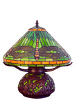 Premium 16" Green Dragonfly Tiffany Table Lamp with Mosaic Base