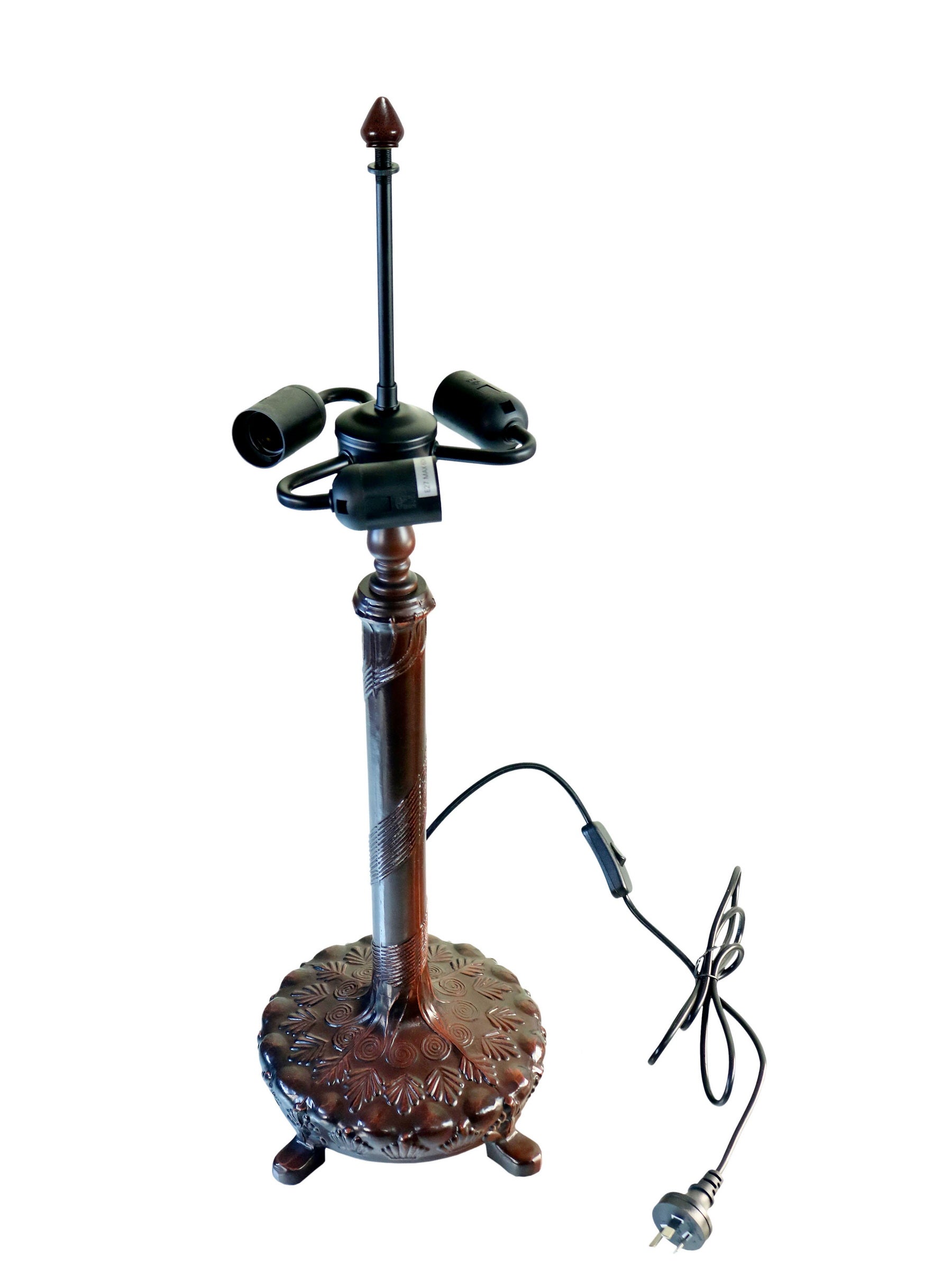 18" Tiffany Style Red Rose Stained Glass Table Lamp – Art Nouveau Floral Design