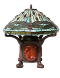 Legend Collection@Reproduction Tiffany Dragonfly lamp with rare "Turtleback Tile" base
