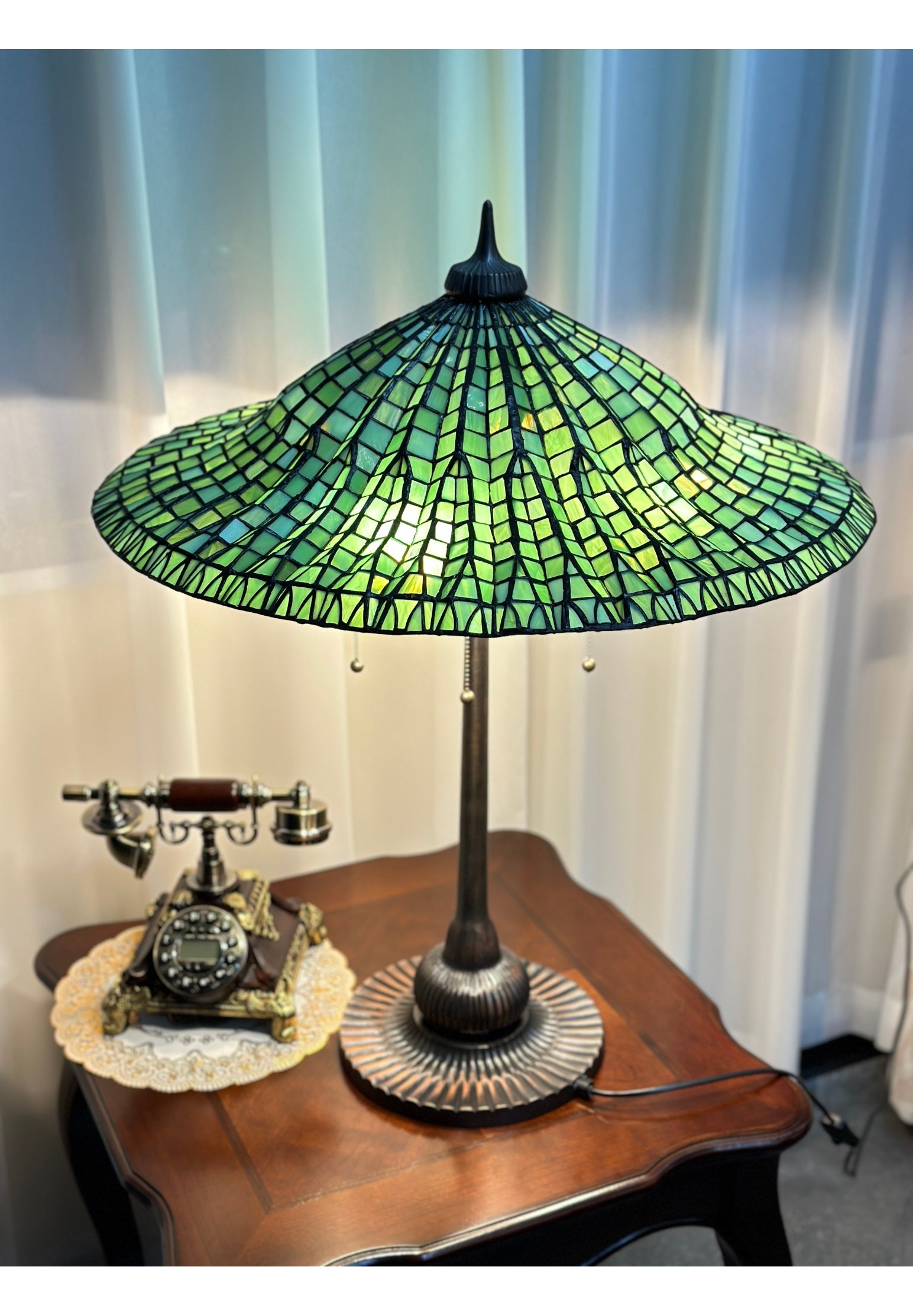 Joanne Tiffany Signature Collection Lotus Pagpda Table Lamp With Bronze Base