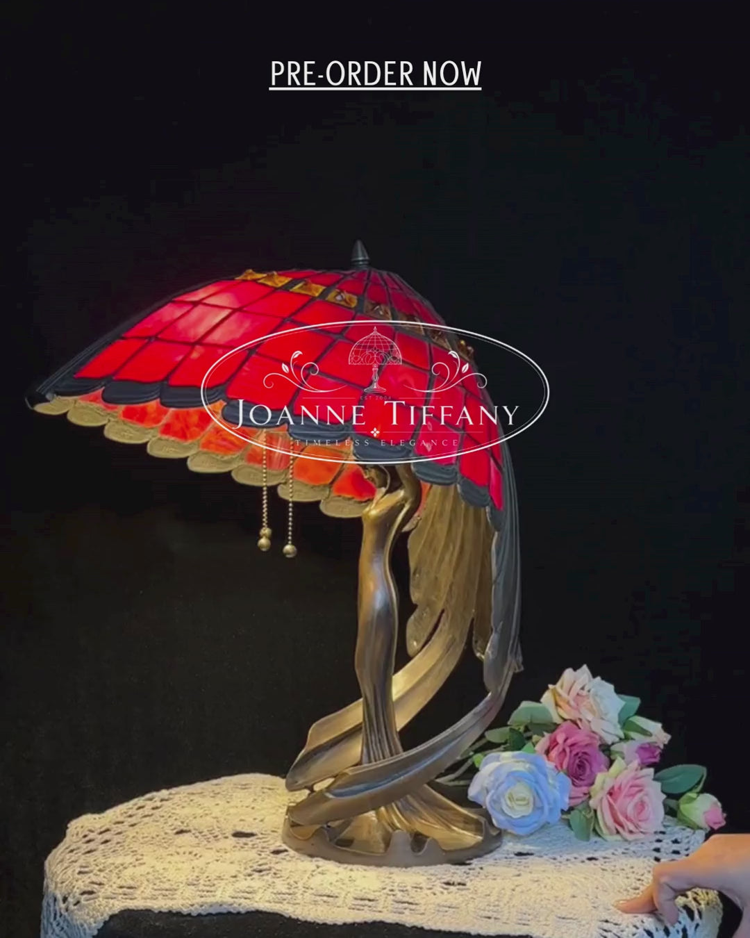Joanne Tiffany Signature Collection Flying Lady Table Lamp With Bronze Base