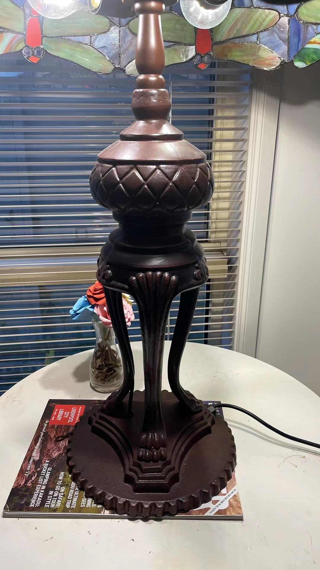 Super Heavy Metal Tiffany Lamp Base (6.6kg) – Triple Bulb Fitting for 20″–22″ Stained Glass Shade (Base Only)