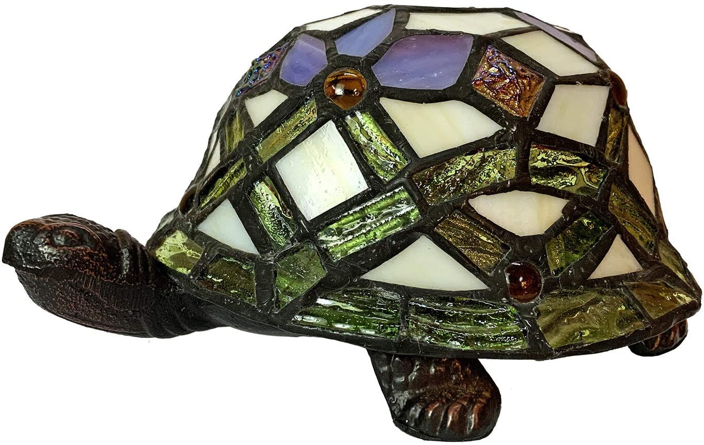 Cute Purple Turtle Tiffany Leadlight Art Deco Stained Glass Accent Lamp