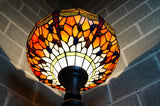 14"  Red Dragonfly Style Tiffany Floor Torchiere Lamp
