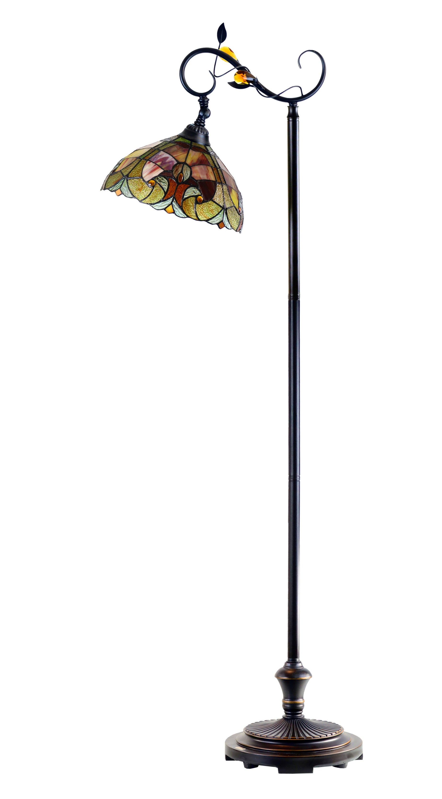 Antique Style Red Amor Tiffany Stained Glass Edwardian Bridge Arm Tiffany Floor Lamp