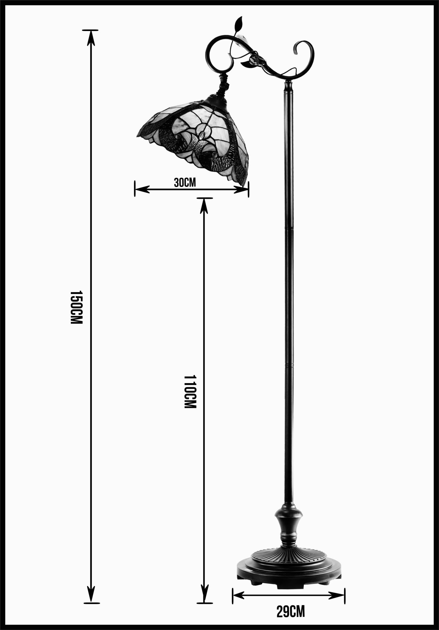 Antique Style Red Amor Tiffany Stained Glass Edwardian Bridge Arm Tiffany Floor Lamp