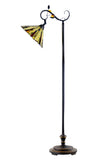 13" Curved line design Stained Glass Edwardian Bridge Arm Tiffany Floor Lamp
