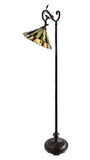 13" Curved line design Stained Glass Edwardian Bridge Arm Tiffany Floor Lamp