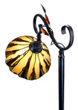 13" Curved line design Stained Glass Edwardian Bridge Arm Tiffany Floor Lamp