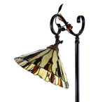 13" Curved line design Stained Glass Edwardian Bridge Arm Tiffany Floor Lamp